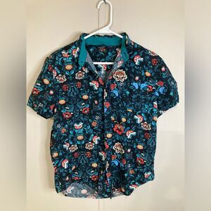 Super Mario Button Down Hawaiian Shirt, Size XS